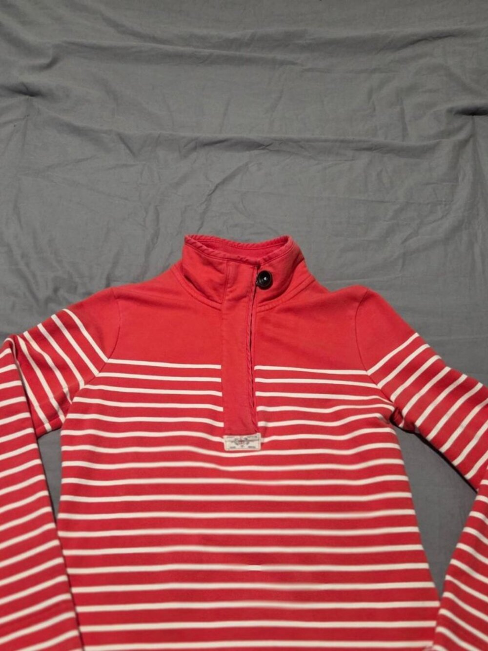 Joules Red White Striped Half Zip Sweatshirt Pullover - US 6 / UK 10